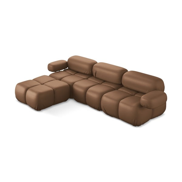 Rudos spalvos iš dirbtinės odos modulinė kampinė sofa Lokua – Makamii-image-1