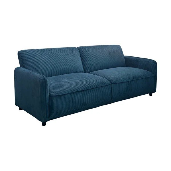 Mėlynos spalvos reguliuojama/sulankstoma sofa iš kordinio velveto 209 cm Alicia – Støraa-image-2