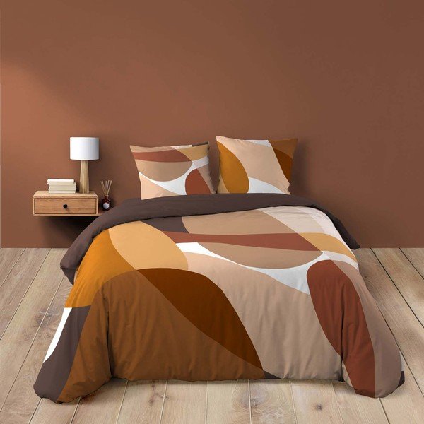Rudos spalvos iš medvilnės dvigulė patalynė 3 dalių 200x200 cm Boogie – douceur d'intérieur-image-4