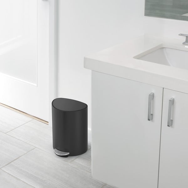 Iš metalo šiukšliadėžė matinės juodos spalvos su pedalu 6 l – simplehuman-image-1