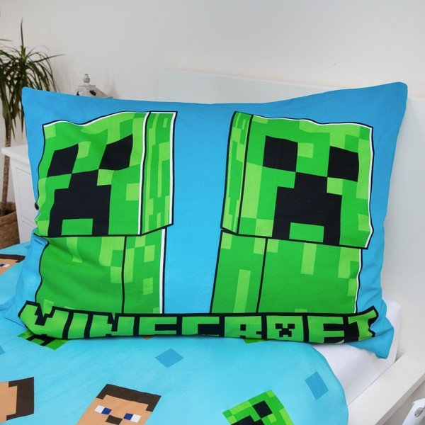 Iš medvilnės viengulė vaikiška patalynė su žėrinčiu efektu 140x200 cm Minecraft "Jungle Fight" – Jerry Fabrics-image-3