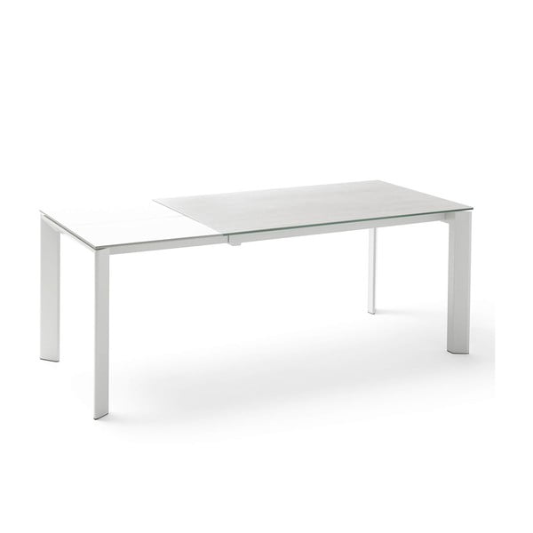Pilkos ir baltos spalvos sulankstomas valgomojo stalas "Lisa Snow", ilgis 140/200 cm
