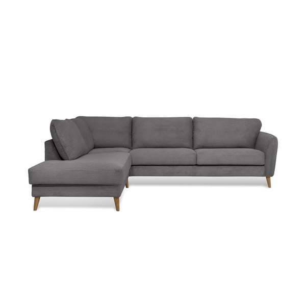 Iš kordinio velveto kampinė sofa tamsiai pilkos spalvos (su kairiuoju kampu) Paris – Scandic