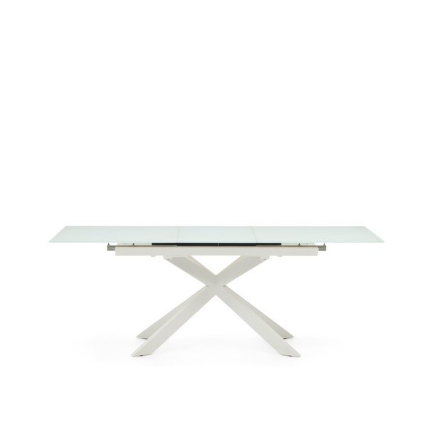 Prailginamas valgomojo stalas su papildomu stalviršiu su stikliniu stalviršiu 90x160 cm Atminda – Kave Home-image-4