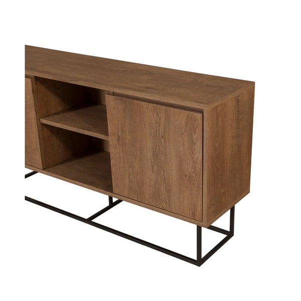 Žema šoninė spintelė natūralios spalvos iš riešutmedžio 140x72 cm Rodez – Kalune Design-image-4