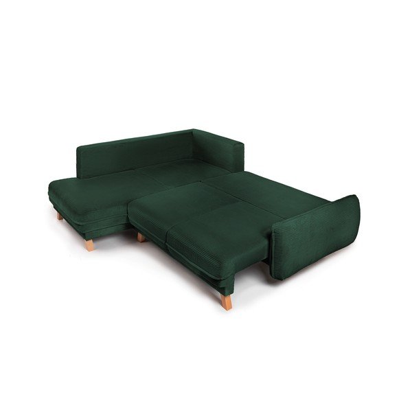 Tamsiai žalios spalvos sulankstoma/su sandėliavimo vieta kampinė sofa iš kordinio velveto (su kairiuoju kampu/„L“ formos) Tori – Bonami Selection-image-3