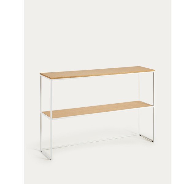 Baltos spalvos/natūralios spalvos konsolinis staliukas iš ąžuolo 30x120 cm Yoana – Kave Home-image-4