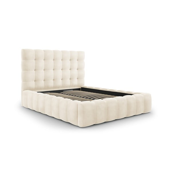 Dvigulė lova smėlio spalvos audiniu dengta su sandėliavimo vieta su lovos grotelėmis 160x200 cm Bali – Cosmopolitan Design