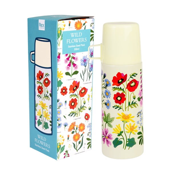 Kreminės spalvos vaikams termosas 350 ml Wild Flowers – Rex London-image-3