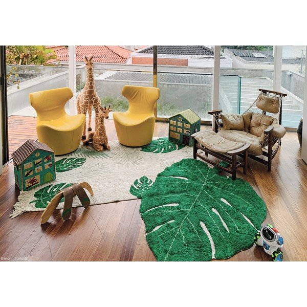 Skalbiamas/rankų darbo iš medvilnės vaikiškas kilimas tamsiai žalios spalvos 120x180 cm Monstera Leaf – Lorena Canals-image-4