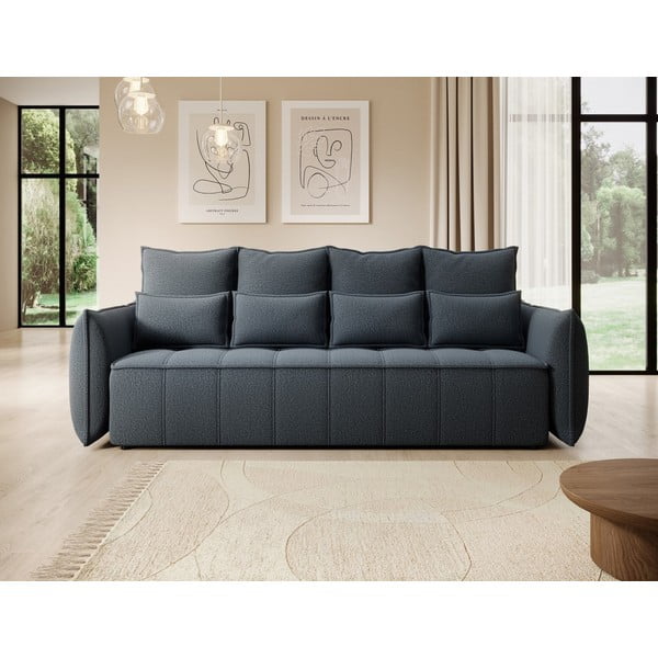 Mėlynos spalvos iš šenilinio audinio sulankstoma/su sandėliavimo vieta sofa 242 cm Weltton – ELTAP-image-1