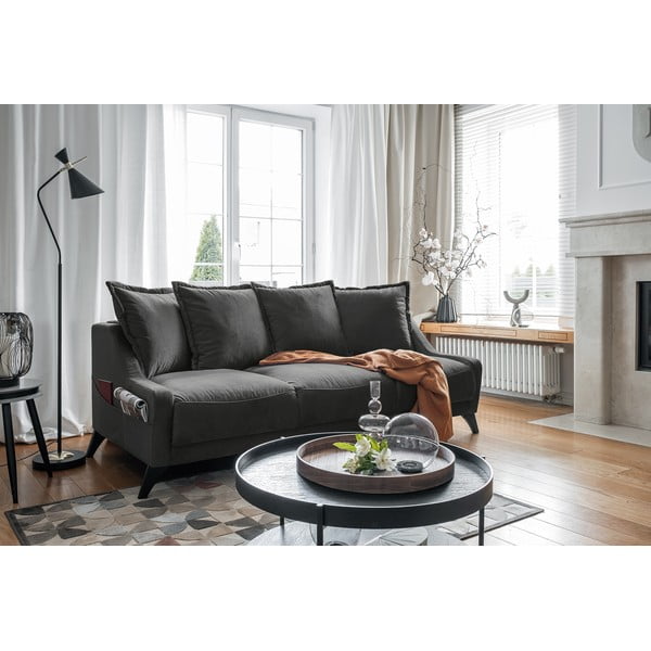 Tamsiai pilka aksominė sofa Miuform Royal Rose-image-4