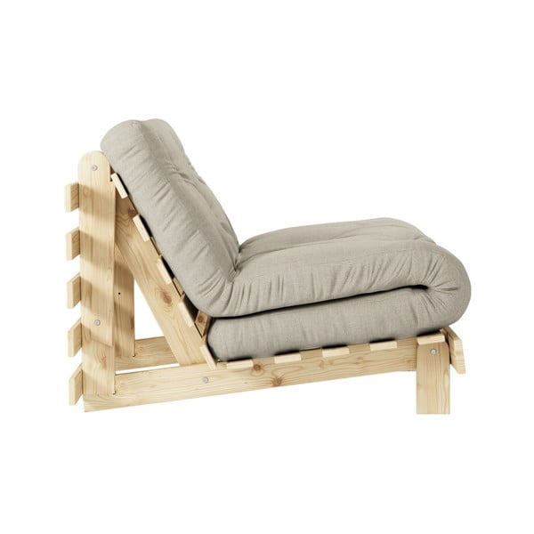 Pilkai smėlinės spalvos iš lino krėslas su lovos funkcija Roots – Karup Design-image-4