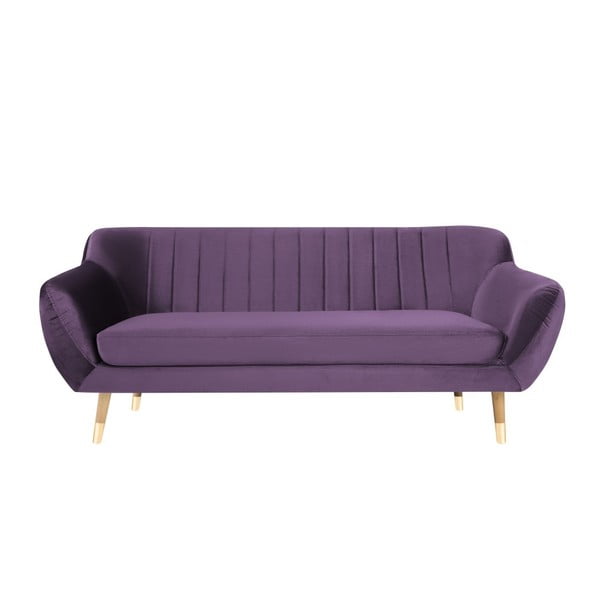 Violetinė aksominė sofa Mazzini Sofas Benito, 188 cm
