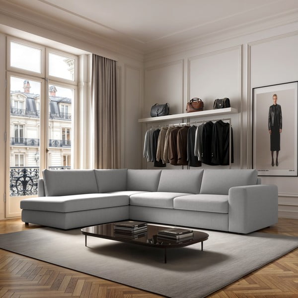 Šviesiai pilkos spalvos kampinė sofa (su kairiuoju kampu/„L“ formos) Baga – Rodier-image-1