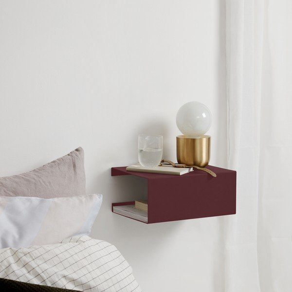 Bordo spalvos iš plieno kelių aukštų sieninė lentyna 35 cm – ReCollector-image-1