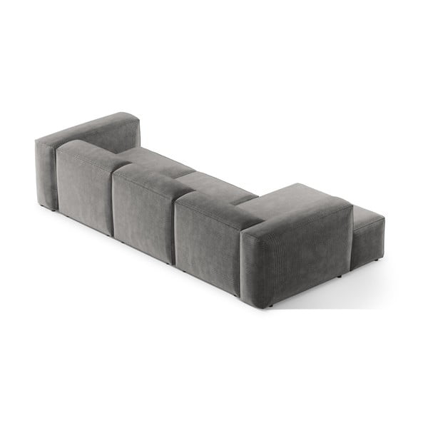 Šviesiai pilkos spalvos iš kordinio velveto kampinė sofa (su kairiuoju kampu/su gultu) Bergamo – Cosmopolitan Design-image-4