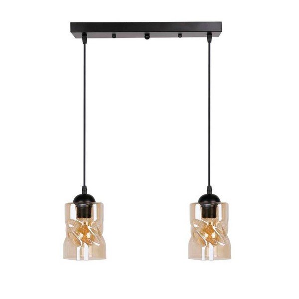 Juodas pakabinamas šviestuvas su stikliniu gaubtu 10x44 cm Felis - Candellux Lighting