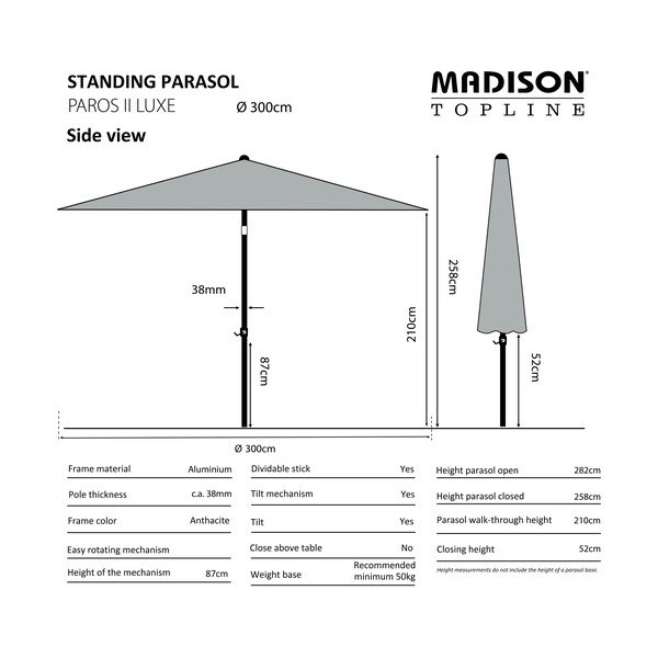 Smėlio spalvos skėtis ø 300 cm Paros II - Madison-image-1
