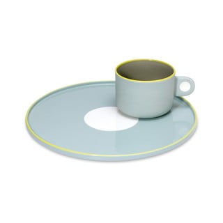 Mėlynos spalvos molinio puodelio ir lėkštutės rinkinys Remember Gustaf, 250 ml
