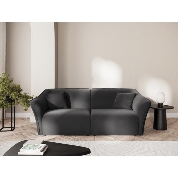 Iš velveto sofa tamsiai pilkos spalvos 206 cm Tokyo – Cosmopolitan Design-image-1
