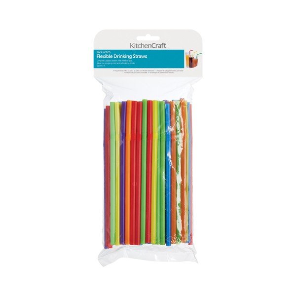 Spalvotų šiaudelių pakuotė "Kitchen Craft Bendy-image-1