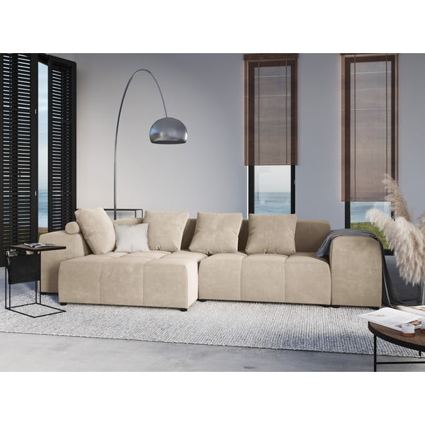 Smėlio spalvos aksomo pagalvėlė modulinei sofai Rome Velvet - Cosmopolitan Design-image-3