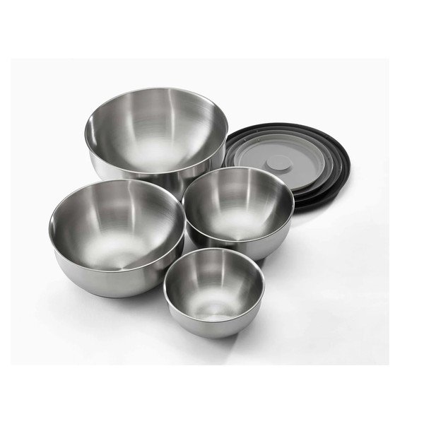 Sidabrinės spalvos iš nerūdijančio plieno dubenys 4 vnt. ø 28,5 cm Nest Prep&Store – Joseph Joseph-image-3