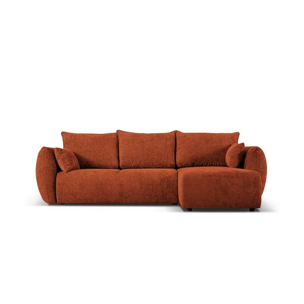 Kampinė sofa oranžinės spalvos (su dešiniuoju kampu) Matera – Cosmopolitan Design