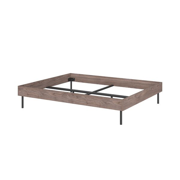 Tamsios natūralios spalvos dvigulė lova iš medžio drožlių plokštės iš riešutmedžio be galvūgalio su lovos grotelėmis 140x200 cm Streiko – noo.ma-image-4