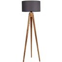 Tamsiai pilkos spalvos/natūralios spalvos pastatomas šviestuvas (aukštis 153 cm) su tekstiliniu gaubtu Tripod – Opviq lights