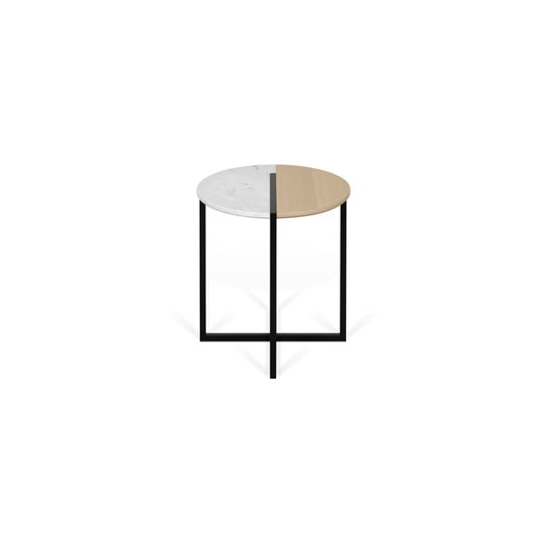 Apvalus kavos staliukas su ąžuoliniu stalviršiu ø 50 cm Sonata - TemaHome