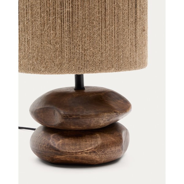 Tamsios natūralios spalvos iš akacijos masyvo stalinis šviestuvas (aukštis 43 cm) Kor – Kave Home-image-3