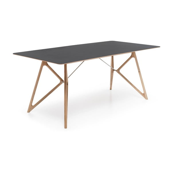 Ąžuolinis valgomojo stalas "Tink Linoleum Gazzda", 160 cm, juodas