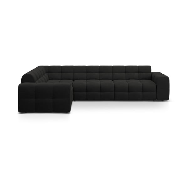 Juodos spalvos kampinė sofa (su kairiuoju kampu/„L“ formos) Kendal – Micadoni 