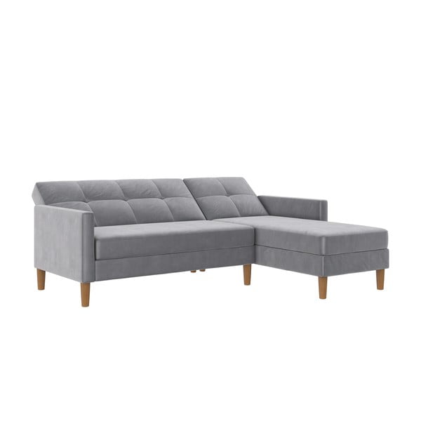 Iš velveto kampinė sofa šviesiai pilkos spalvos Lilly – Støraa-image-1