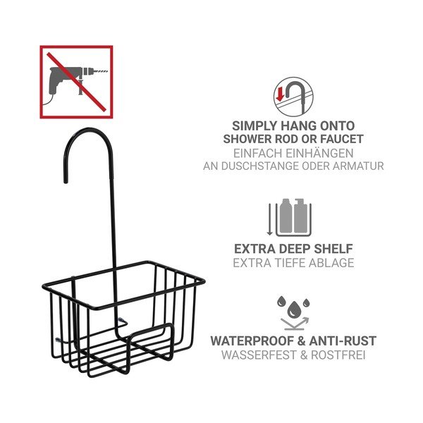 Pakabinama juodos spalvos iš nerūdijančio plieno vonios lentyna Milito – Wenko-image-4