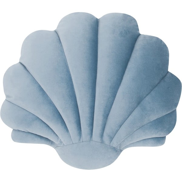 Mėlyna aksominė dekoratyvinė pagalvė Westwing Collection Shell, 28 x 30 cm