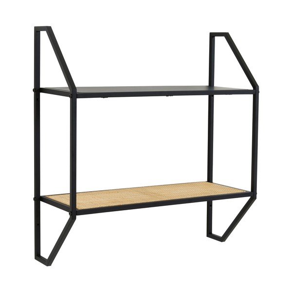 Juodos spalvos/natūralios spalvos iš metalo kelių aukštų sieninė lentyna 61 cm Depok – Premier Housewares