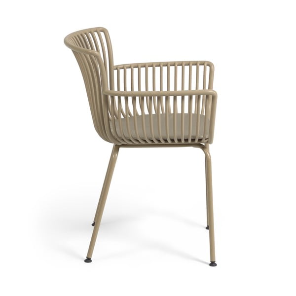 Smėlio spalvos metalinė/plastikinė sodo kėdė Surpika – Kave Home-image-2