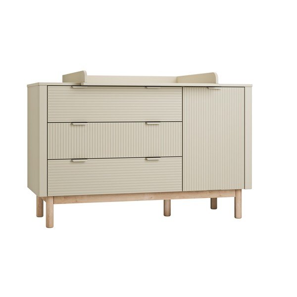 Žema vaikiška šoninė spintelė smėlio spalvos 144,5x52 cm Miloo – Pinio-image-2