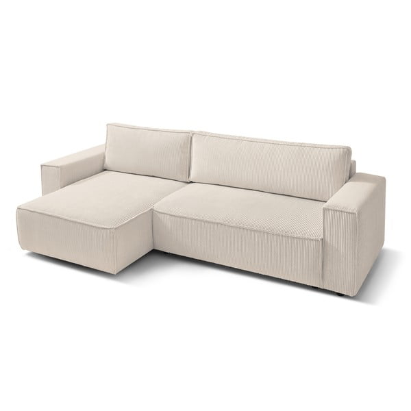 Sulankstoma kampinė sofa baltos spalvos/smėlio spalvos iš kordinio velveto (kintama) Nihad – Bobochic Paris-image-4