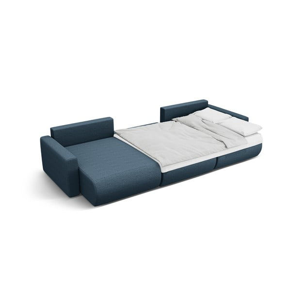 Tamsiai mėlynos spalvos sulankstoma/su sandėliavimo vieta kampinė sofa („U“ formos) Belfast – Cosmopolitan Design-image-3