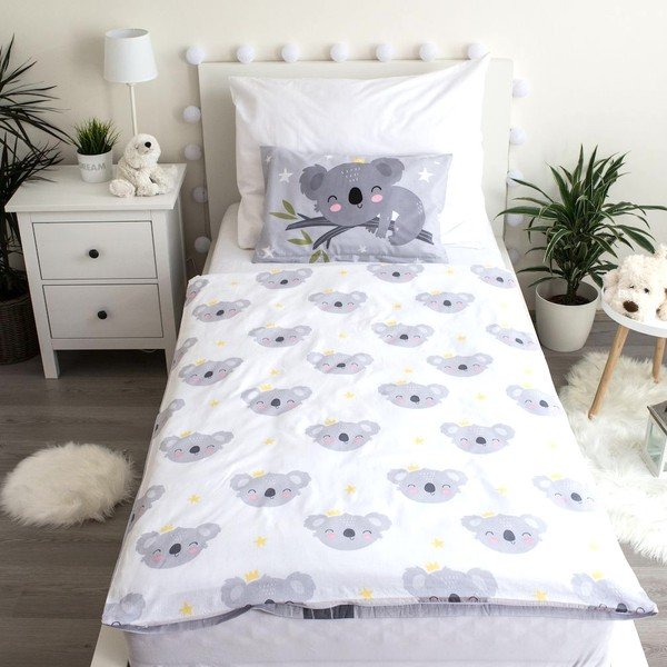 Pilkos spalvos iš medvilnės vaikiška patalynė vaikiškai lovai 100x135 cm Koala "Sweet Dreams" – Jerry Fabrics-image-4