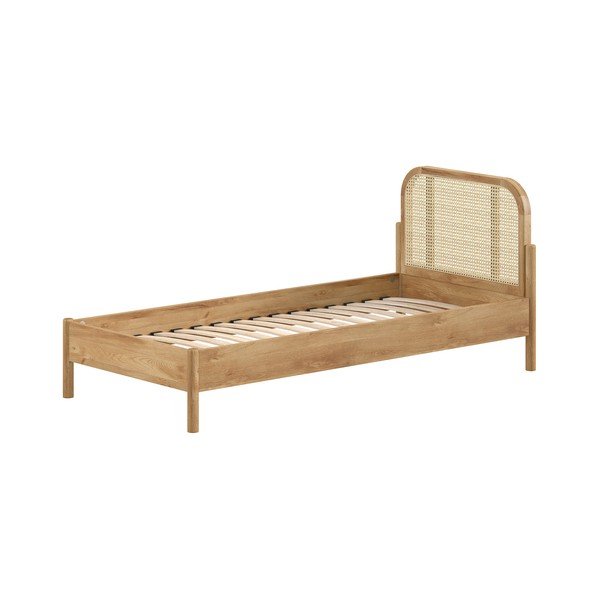 Natūralios spalvos iš ąžuolo masyvo viengulė lova su lovos grotelėmis 90x200 cm Olive Rotan – Vipack-image-2