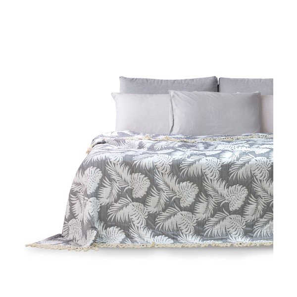Pilka lovatiesė DecoKing Tropical Leafes, 240 x 260 cm-image-2