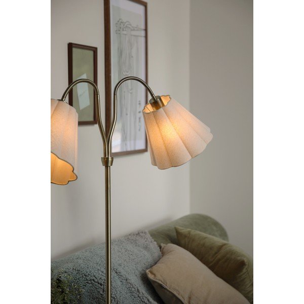 Smėlio spalvos/žalvario spalvos iš lino pastatomas šviestuvas su sulankstoma konstrukcija (aukštis 149 cm) Veya – Markslöjd-image-1