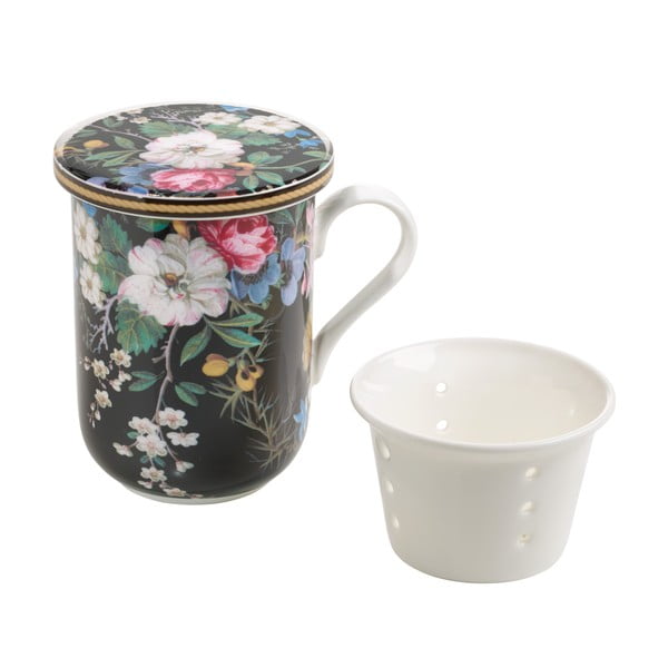 Kaulinio porceliano puodelis su sieteliu "Maxwell & Williams Floral Midnight Blossom