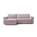 Sulankstoma kampinė sofa šviesiai rožinės spalvos iš kordinio velveto (kintama) Nihad – Bobochic Paris