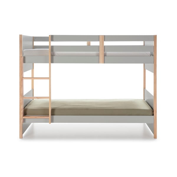 Pilka vaikiška dviaukštė lova su pušies medienos kojomis Marckeric Kiara, 90 x 190 cm-image-3